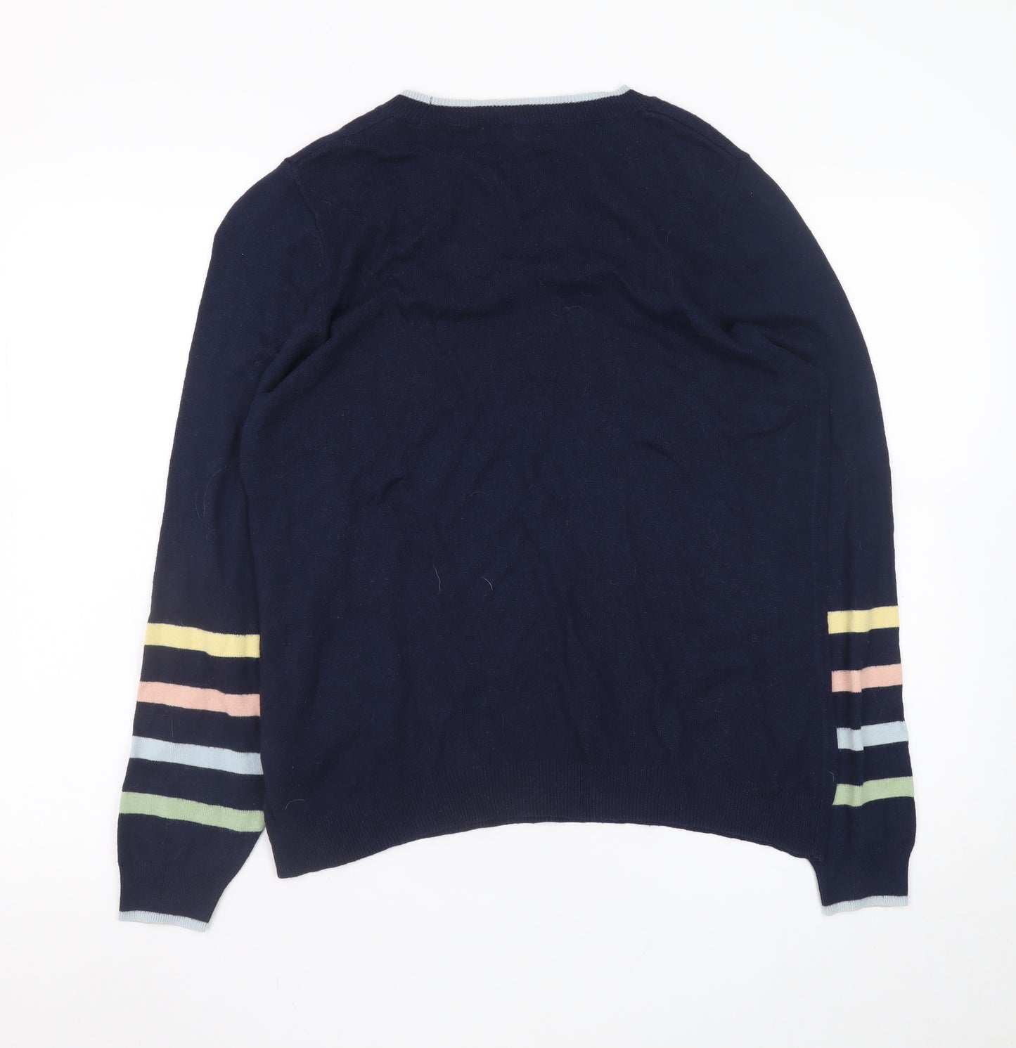 Next Women Navy Sequin LOVE Jumper Size 14 Acrylic Cotton Blend