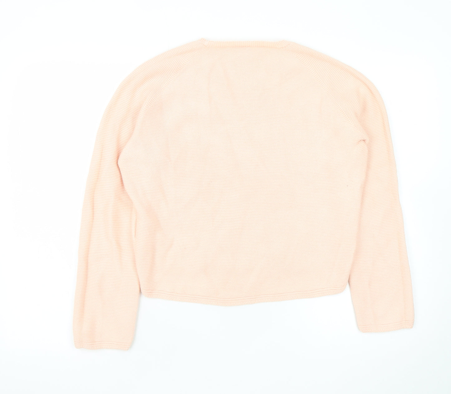 Uniqlo Women Beige V-Neck Cotton Knit Pullover Jumper XS