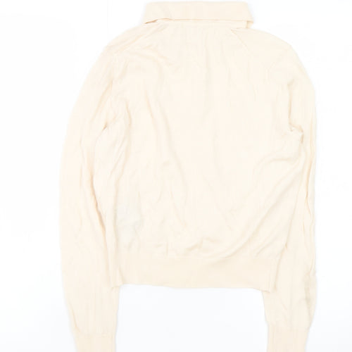 Uniqlo Women Beige Wool Collared Henley Jumper XS