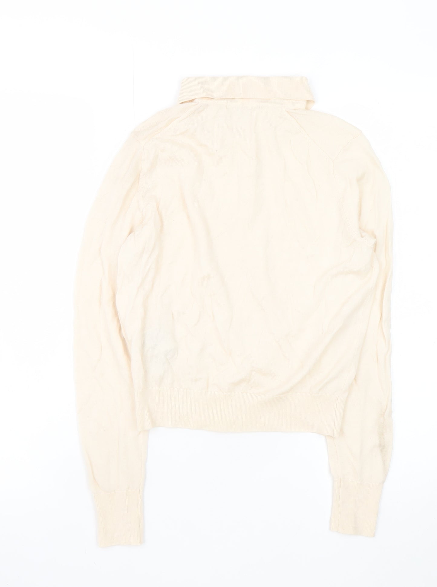 Uniqlo Women Beige Wool Collared Henley Jumper XS