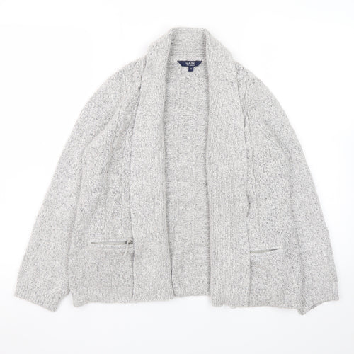 Maine New England Women's Grey Cable-Knit Open Cardigan Size 12