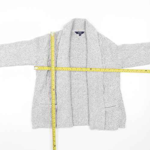 Maine New England Women's Grey Cable-Knit Open Cardigan Size 12