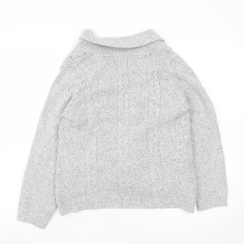 Maine New England Women's Grey Cable-Knit Open Cardigan Size 12