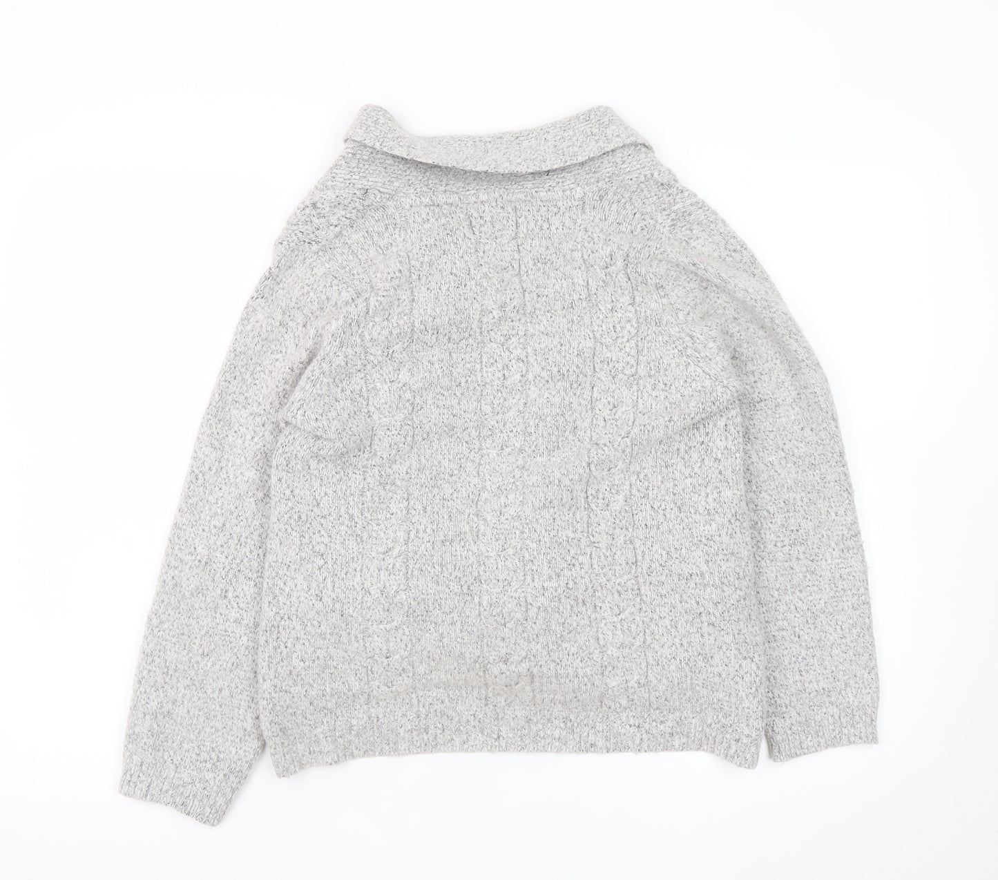 Maine New England Women's Grey Cable-Knit Open Cardigan Size 12
