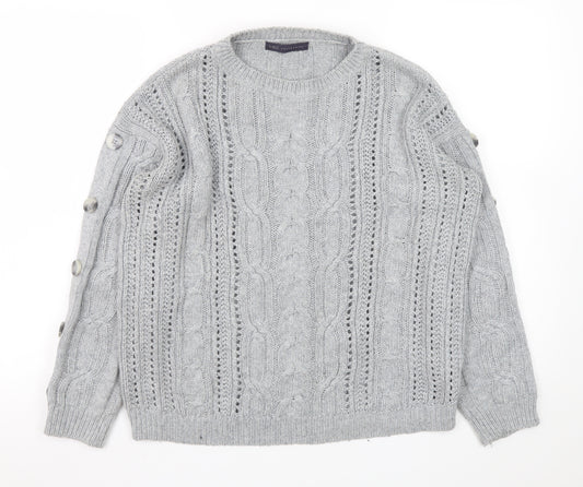 Marks and Spencer Women’s Grey Cable-Knit Pullover Jumper Size 12