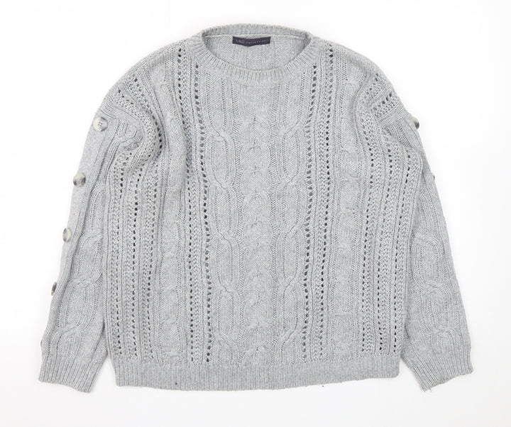 Marks and Spencer Women’s Grey Cable-Knit Pullover Jumper Size 12