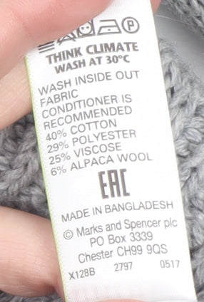 Marks and Spencer Women’s Grey Cable-Knit Pullover Jumper Size 12