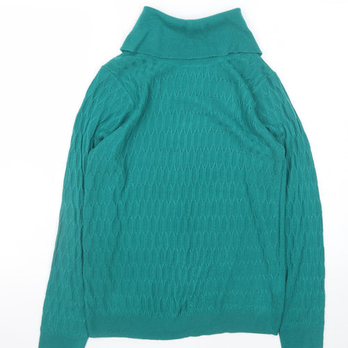 ISLE Essentials Women’s Green Roll Neck Cable-Knit Jumper Size S