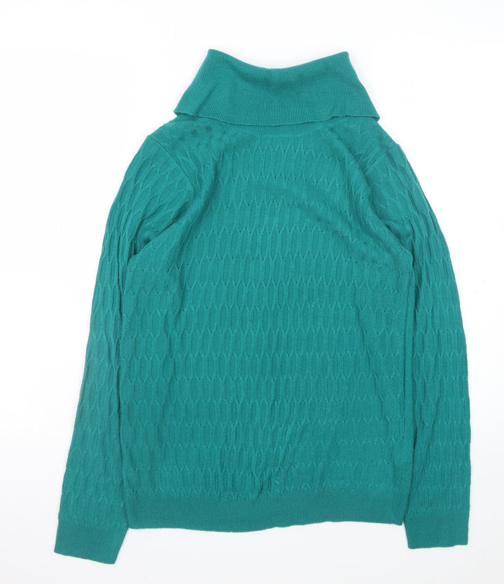ISLE Essentials Women’s Green Roll Neck Cable-Knit Jumper Size S