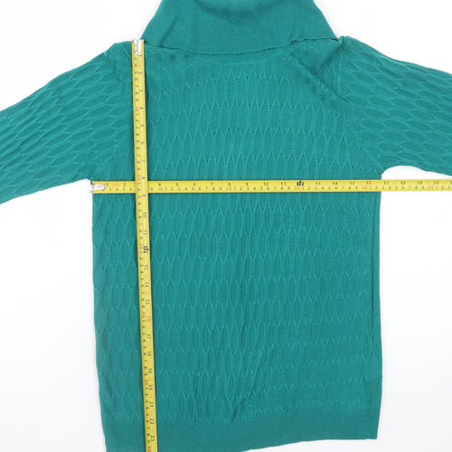 ISLE Essentials Women’s Green Roll Neck Cable-Knit Jumper Size S