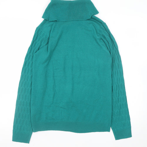 ISLE Essentials Women’s Green Roll Neck Cable-Knit Jumper Size S