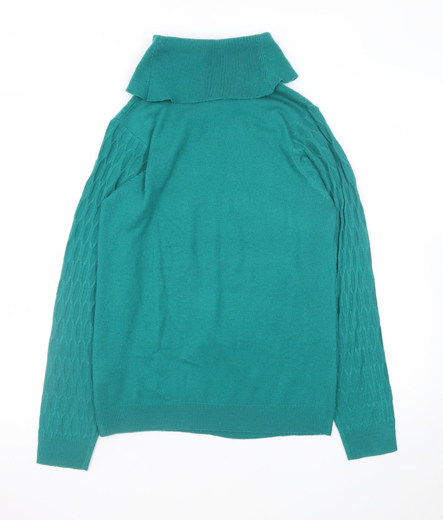 ISLE Essentials Women’s Green Roll Neck Cable-Knit Jumper Size S