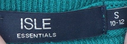 ISLE Essentials Women’s Green Roll Neck Cable-Knit Jumper Size S