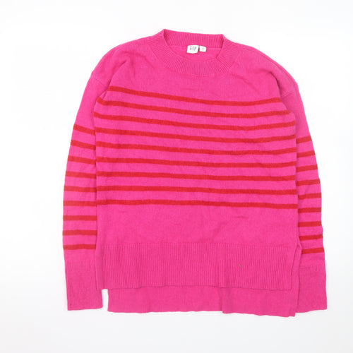 GAP Womens Pink Striped Crew Neck Long Sleeve Wool Blend Jumper XS