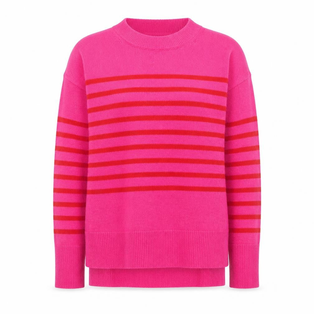 GAP Womens Pink Striped Crew Neck Long Sleeve Wool Blend Jumper XS