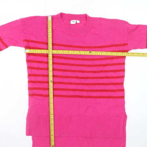 GAP Womens Pink Striped Crew Neck Long Sleeve Wool Blend Jumper XS
