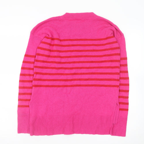 GAP Womens Pink Striped Crew Neck Long Sleeve Wool Blend Jumper XS