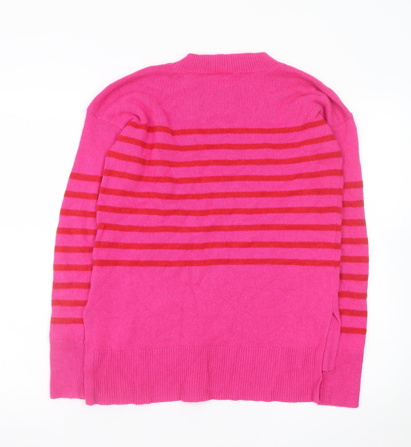 GAP Womens Pink Striped Crew Neck Long Sleeve Wool Blend Jumper XS