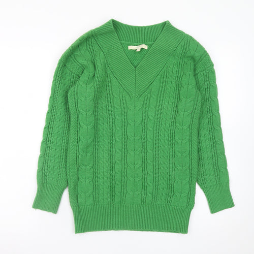 Next Women's Green Cable-Knit V-Neck Jumper XS