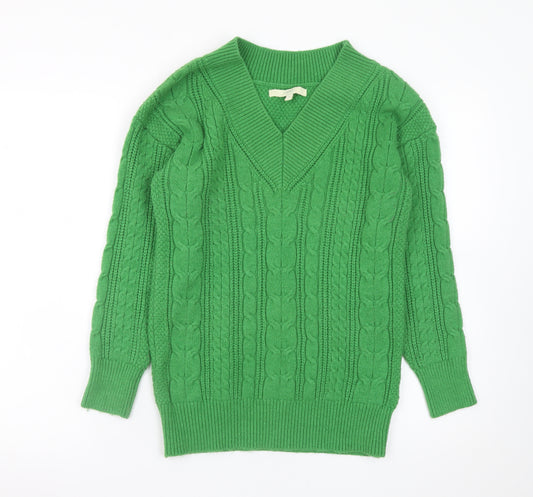 Next Women's Green Cable-Knit V-Neck Jumper XS