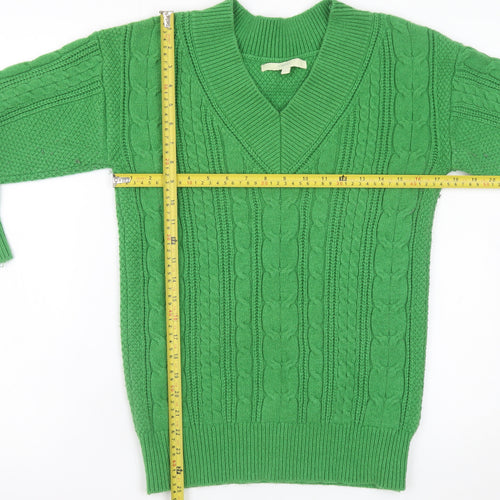 Next Women's Green Cable-Knit V-Neck Jumper XS
