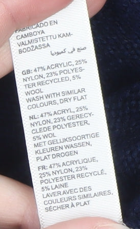 Fat Face Men's Blue Fair Isle 1/2 Zip High Neck Wool Jumper Size M
