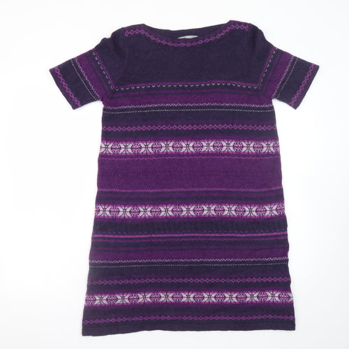 Marks and Spencer Women Purple Fair Isle Jumper Dress Size 16