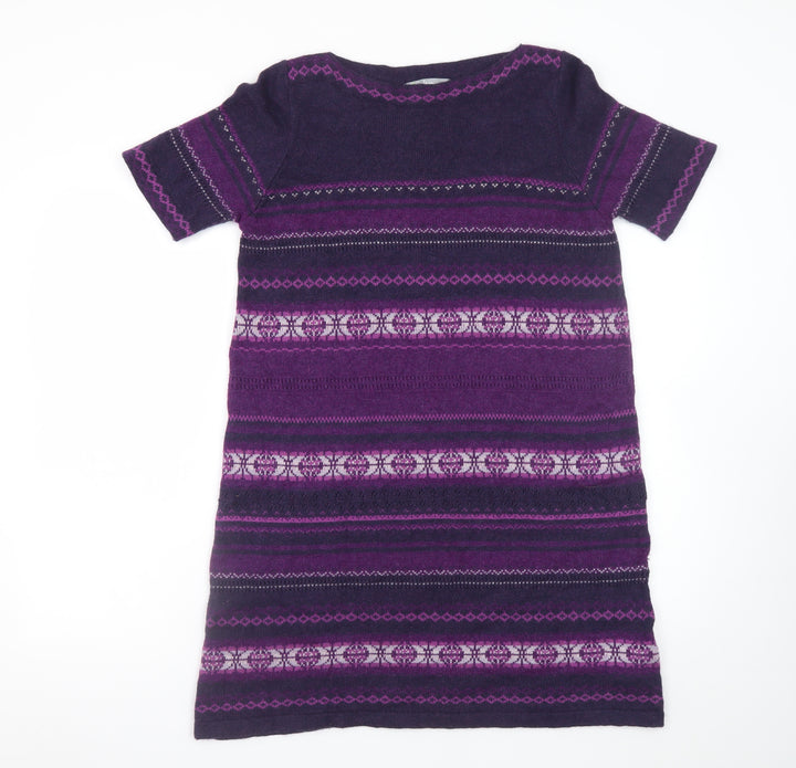 Marks and Spencer Women Purple Fair Isle Jumper Dress Size 16
