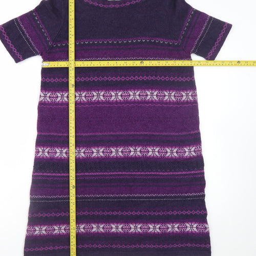 Marks and Spencer Women Purple Fair Isle Jumper Dress Size 16