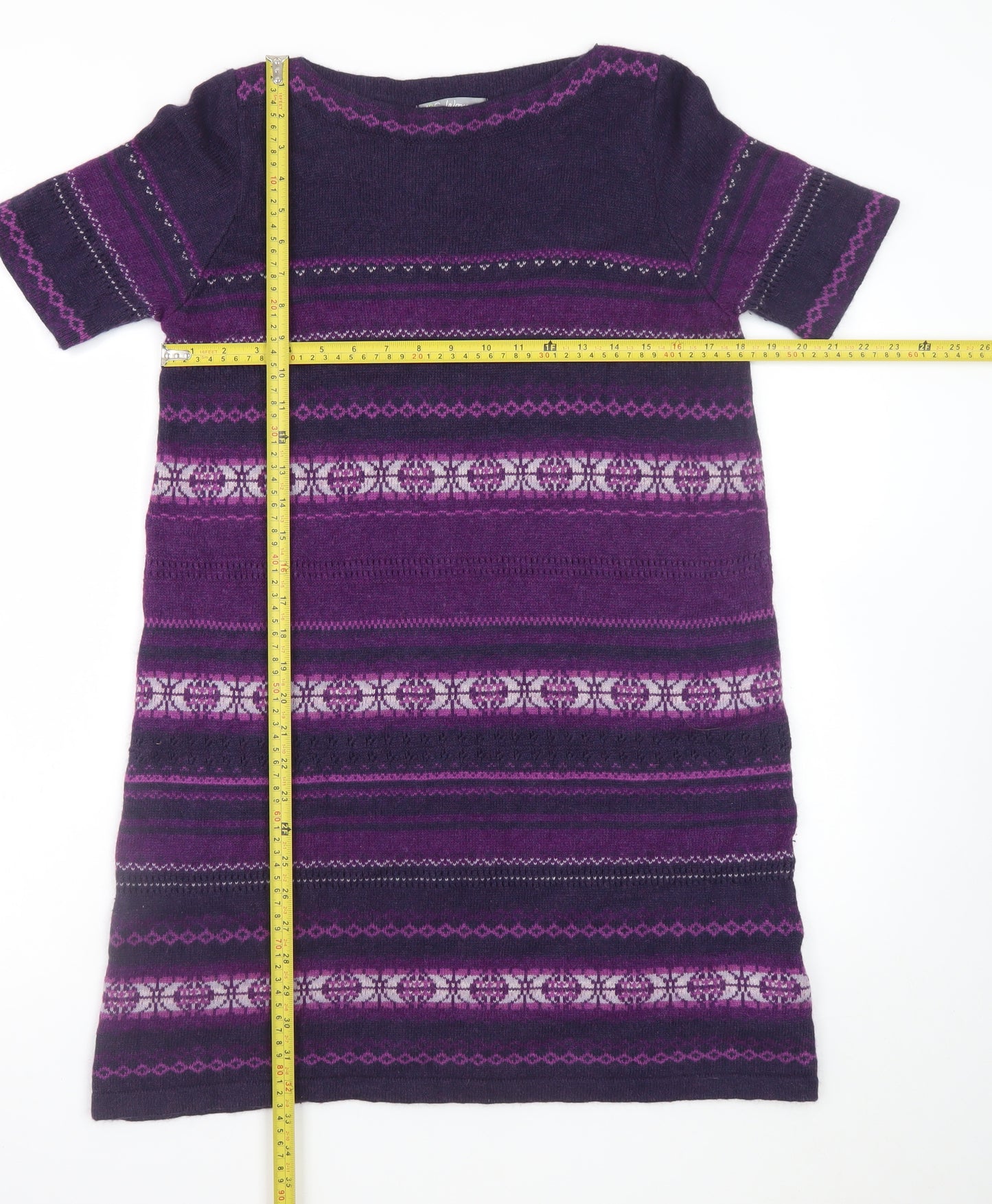 Marks and Spencer Women Purple Fair Isle Jumper Dress Size 16