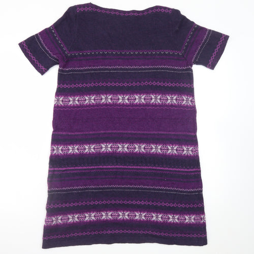 Marks and Spencer Women Purple Fair Isle Jumper Dress Size 16