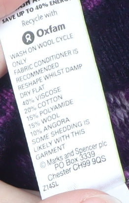 Marks and Spencer Women Purple Fair Isle Jumper Dress Size 16