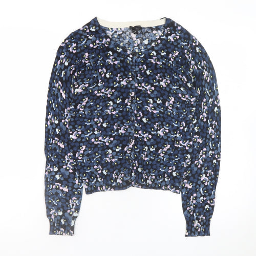 H&M Divided Women's Blue Floral Cotton Cardigan Size 12