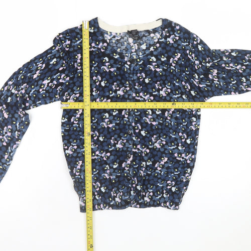 H&M Divided Women's Blue Floral Cotton Cardigan Size 12