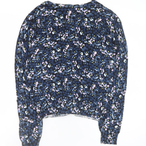 H&M Divided Women's Blue Floral Cotton Cardigan Size 12