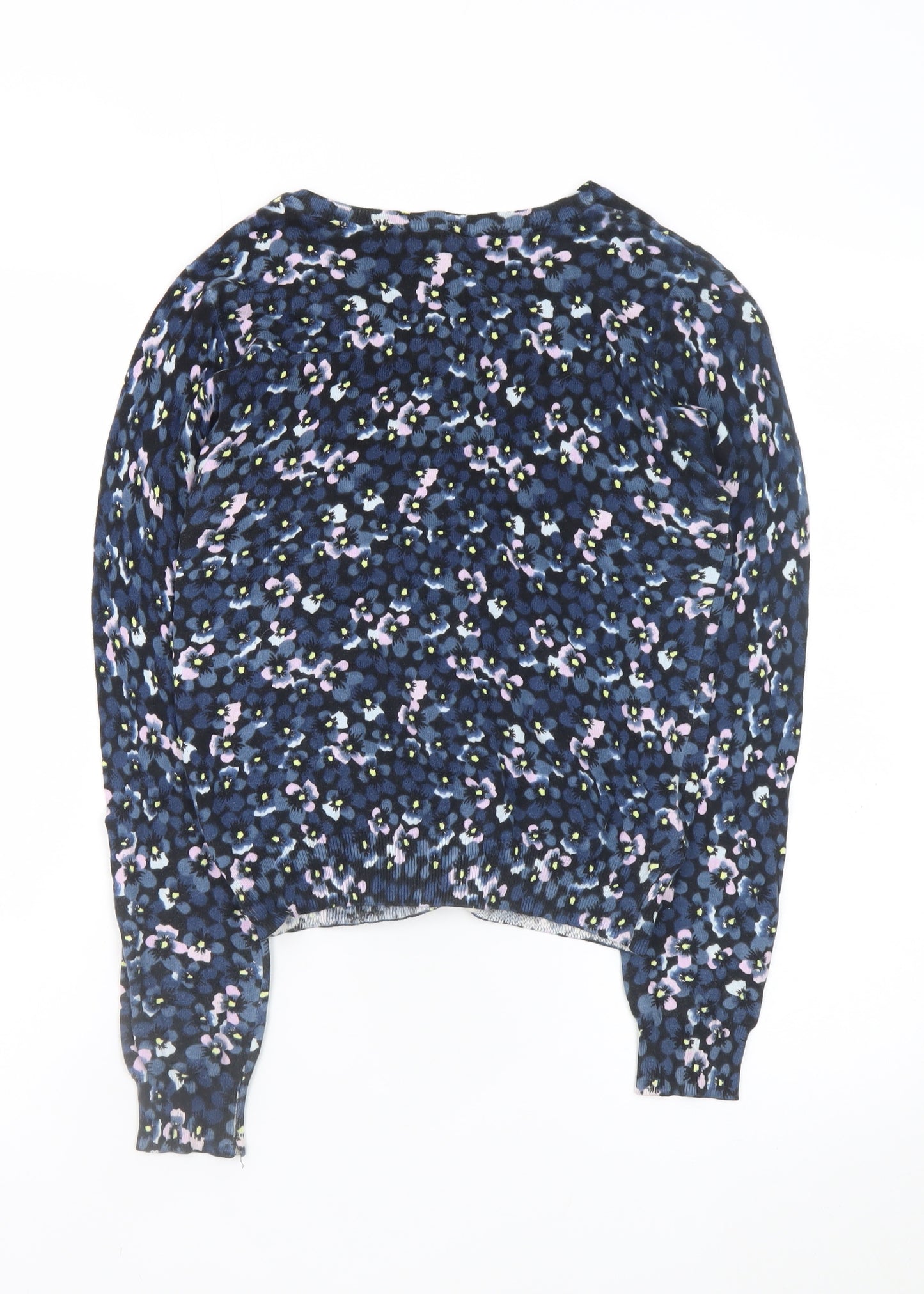 H&M Divided Women's Blue Floral Cotton Cardigan Size 12