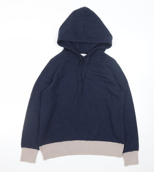 Next Women's Blue Hooded Cashmere Blend Jumper Size 14