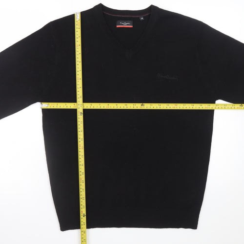Pierre Cardin Men's Black Wool V-Neck Jumper Size M