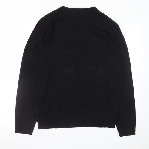 Pierre Cardin Men's Black Wool V-Neck Jumper Size M