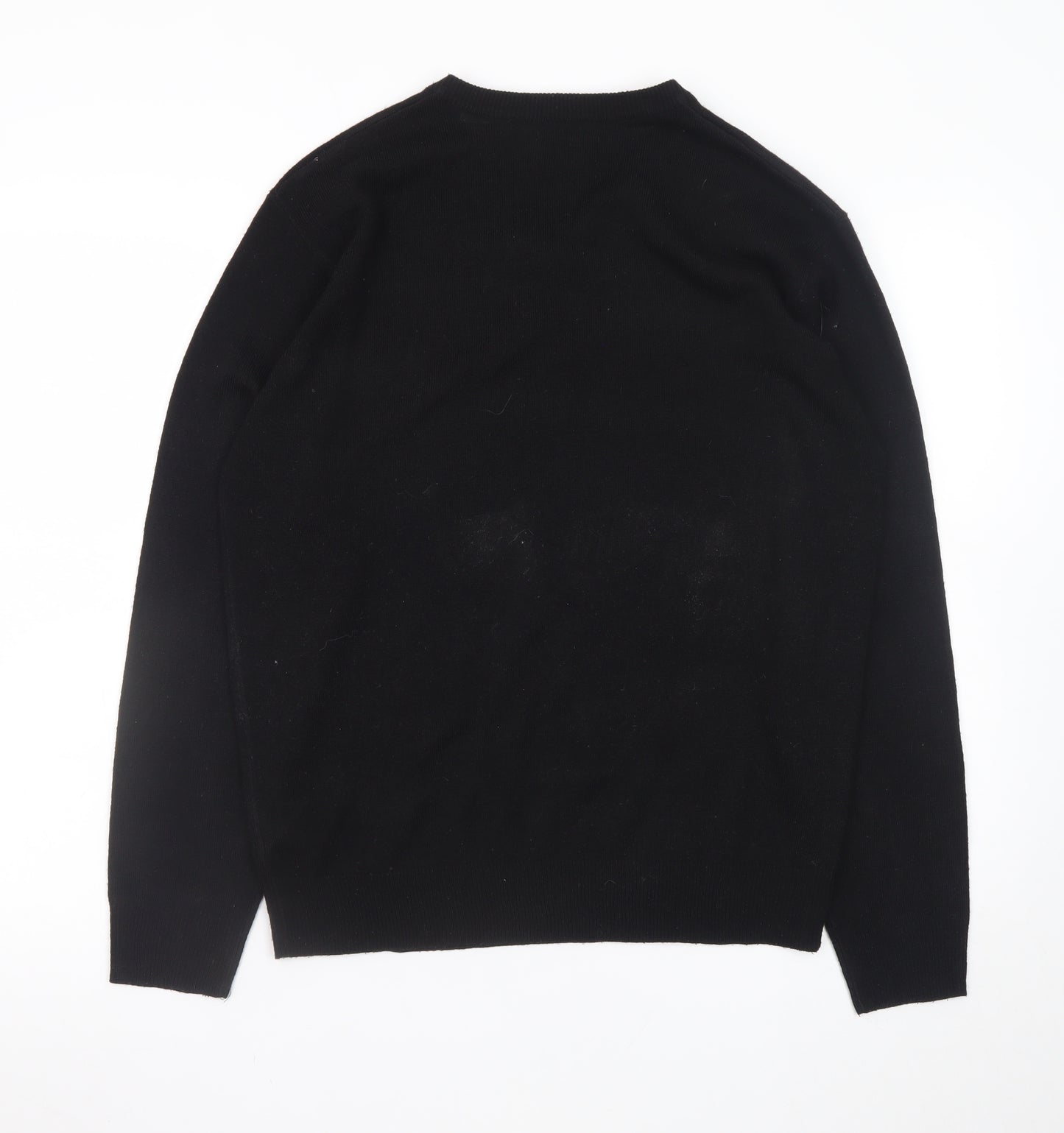 Pierre Cardin Men's Black Wool V-Neck Jumper Size M