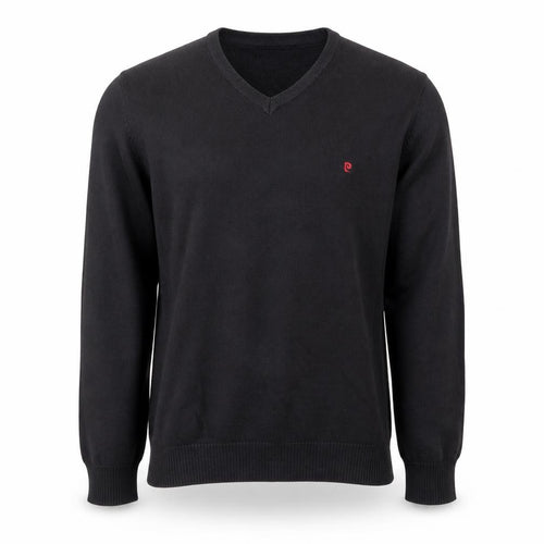 Pierre Cardin Men's Black Cotton V-Neck Jumper Size S