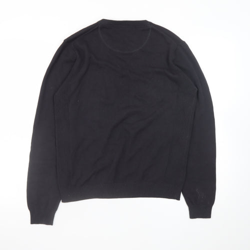 Pierre Cardin Men's Black Cotton V-Neck Jumper Size S