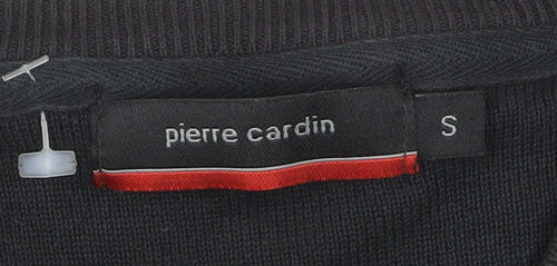 Pierre Cardin Men's Black Cotton V-Neck Jumper Size S