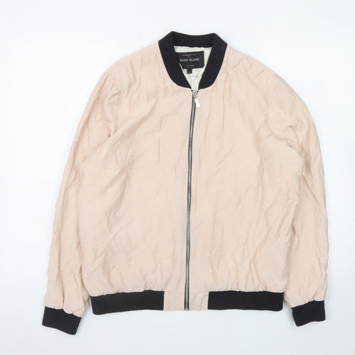 River Island Women's Beige Bomber Jacket Size 12 Zip Lightweight