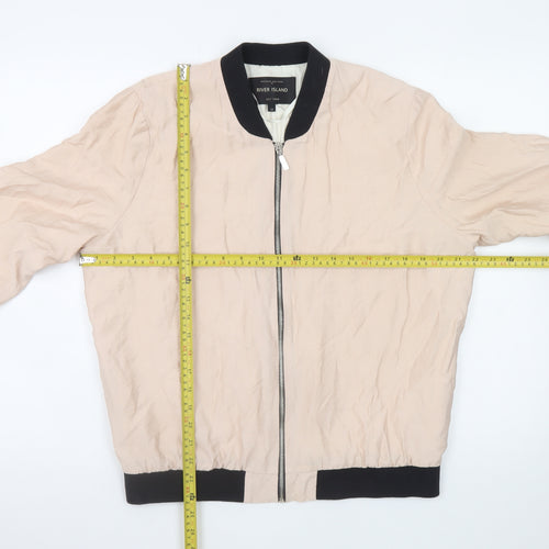 River Island Women's Beige Bomber Jacket Size 12 Zip Lightweight