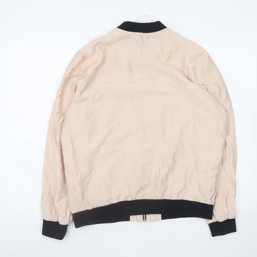 River Island Women's Beige Bomber Jacket Size 12 Zip Lightweight