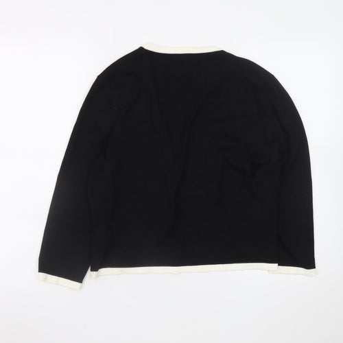Hobbs Women Black White Trim Open Cardigan Size 16