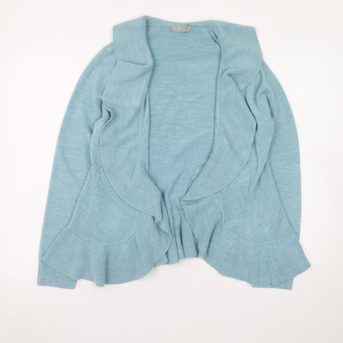 Marks and Spencer Women Blue Size 14 Ruffle Edge Knit Cardigan