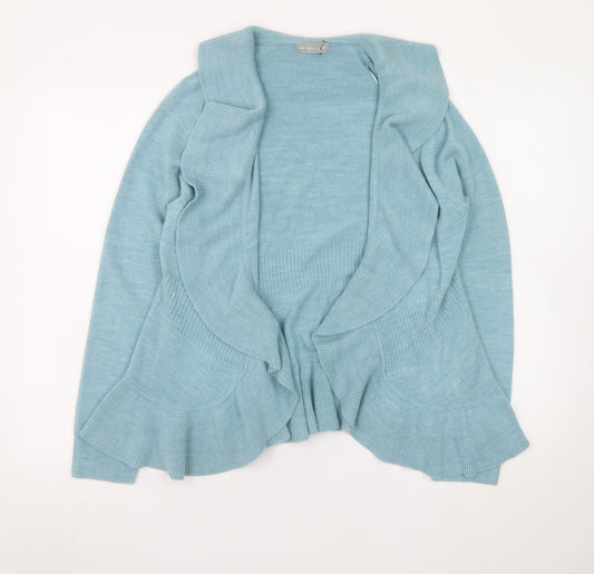 Marks and Spencer Women Blue Size 14 Ruffle Edge Knit Cardigan