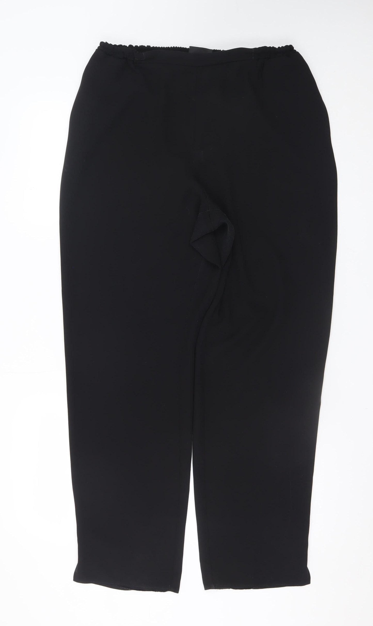 Godske Classic Women Black Size 18 Elastic Waist Straight Trousers